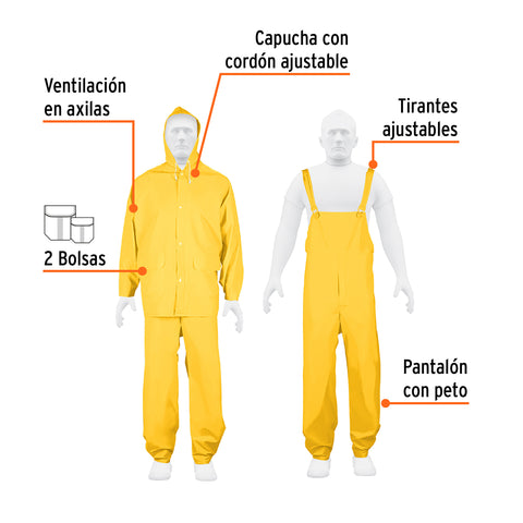 Conjunto impermeable triple capa, talla G, Truper Expert | TRA-PRO-L-X | 100913