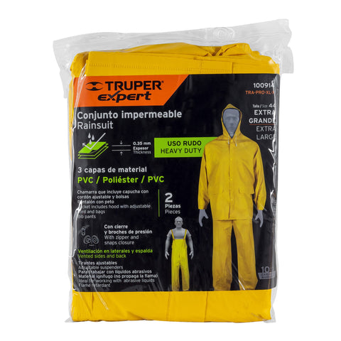 Conjunto impermeable triple capa, talla XG, Truper Expert | TRA-PRO-XL-X | 100914