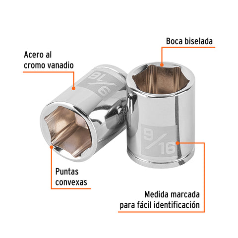 Dado de 9/16', 6 puntas, cuadro 1/4', Truper | D-1418 | 100916
