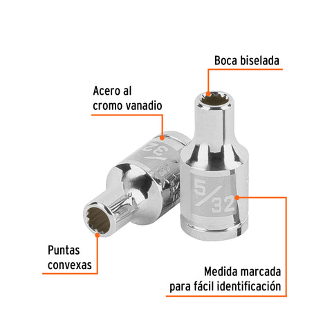 Dado de 5/32', 12 puntas, cuadro 1/4', Truper | D-1405-B | 100917