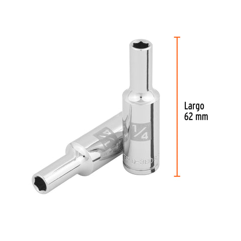 Dado largo de 1/4', 6 puntas, cuadro 3/8', Truper | D-3808-HL | 100919
