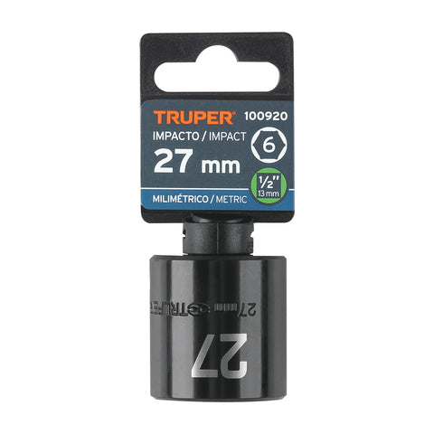 Dado de impacto de 27 mm, 6 puntas, cuadro 1/2', Truper | D-7427-M | 100920