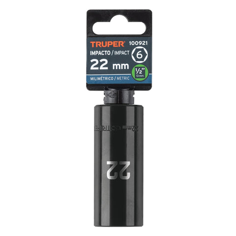 Dado largo impacto de 22 mm, 6 puntas, cuadro 1/2', Truper | D-7322-ML | 100921