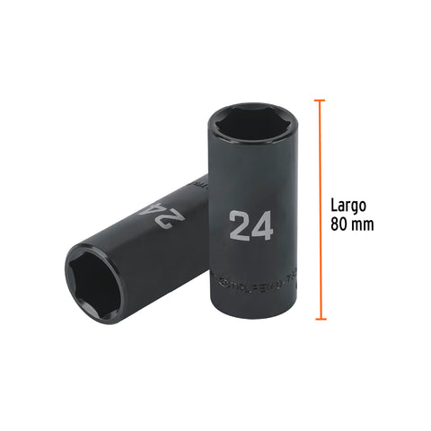 Dado largo impacto de 24 mm, 6 puntas, cuadro 1/2', Truper | D-7324-ML | 100923