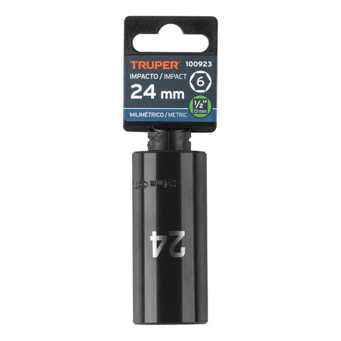Dado largo impacto de 24 mm, 6 puntas, cuadro 1/2', Truper | D-7324-ML | 100923