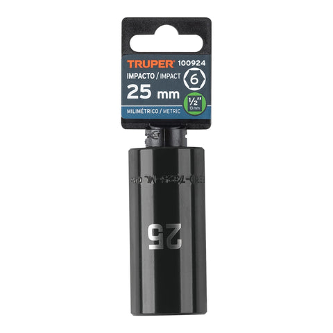Dado largo impacto de 25 mm, 6 puntas, cuadro 1/2', Truper | D-7325-ML | 100924