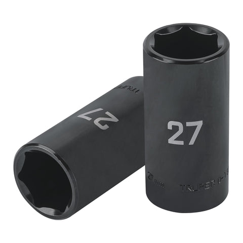Dado largo impacto de 27 mm, 6 puntas, cuadro 1/2', Truper | D-7327-ML | 100926