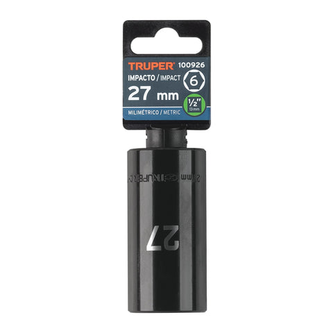 Dado largo impacto de 27 mm, 6 puntas, cuadro 1/2', Truper | D-7327-ML | 100926