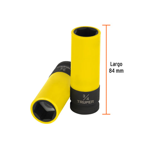 Dado largo impacto prot. plást. 3/4', 6 puntas, cuadro 1/2' | D-7324-HLPD | 100927