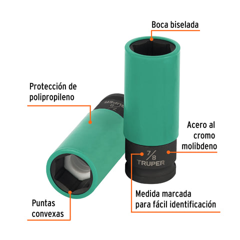 Dado largo impacto prot. plást. 7/8', 6 puntas, cuadro 1/2' | D-7328-HLPD | 100929