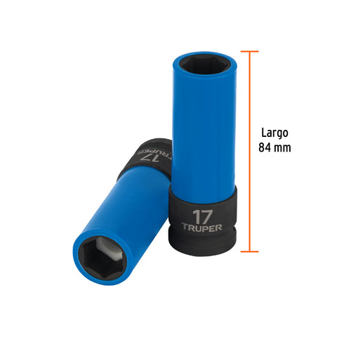 Dado largo impacto prot. plást. 17 mm, 6 puntas, cuadro 1/2' | D-7317-MLPD | 100930