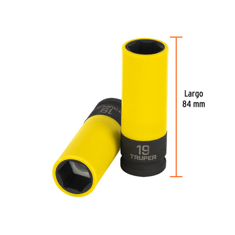 Dado largo impacto prot. plást. 19 mm, 6 puntas, cuadro 1/2' | D-7319-MLPD | 100931