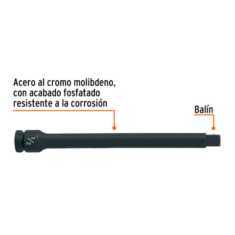 Extensión de impacto con cuadro de 1/2', largo 9', Truper | EI-5463 | 100940