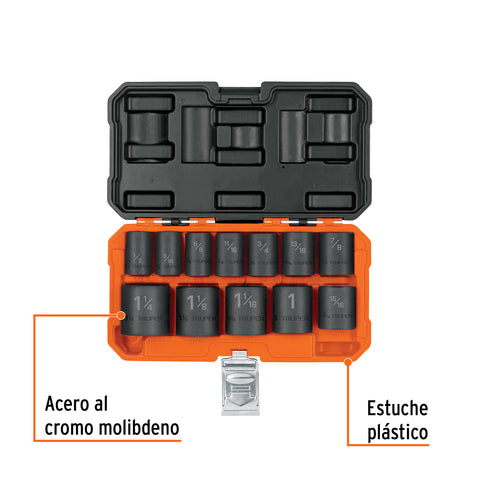 Juego de 12 dados cuadro 1/2' de impacto 6 puntas std | JDI-1/2X12H | 100943