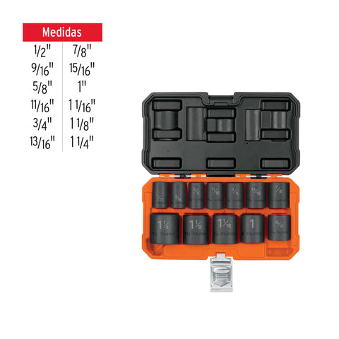 Juego de 12 dados cuadro 1/2' de impacto 6 puntas std | JDI-1/2X12H | 100943