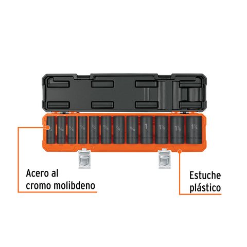 Juego de 12 dados largos cuadro 1/2' de impacto 6 puntas std | JDI-1/2X12HL | 100945