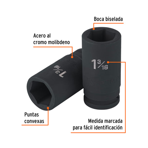 Dado largo de impacto de 1-3/16', 6 puntas, cuadro 3/4' | D-7519-L | 100947