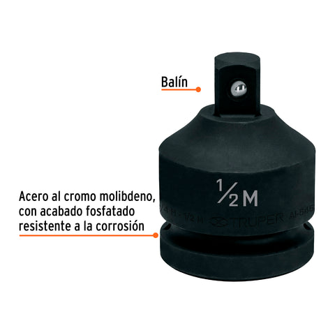 Adaptador de Impacto 3/4' (H) x 1/2' (M), Truper | AI-5453 | 100949
