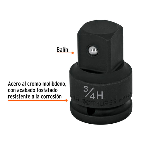 Adaptador de Impacto 3/4' (H) x 1' (M), Truper | AI-5455 | 100950