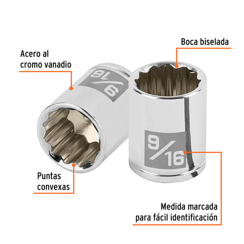 Dado de 9/16', 12 puntas, cuadro 1/4', Truper | D-1418-B | 100965