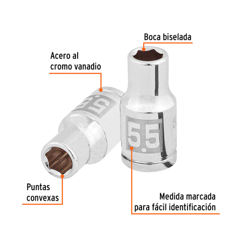 Dado de 5.5 mm, 6 puntas, cuadro 1/4', Truper | D-14055-M | 100966