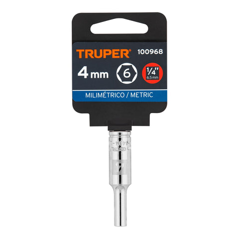 Dado largo de 4 mm, 6 puntas, cuadro 1/4', Truper | D-1404-LM | 100968