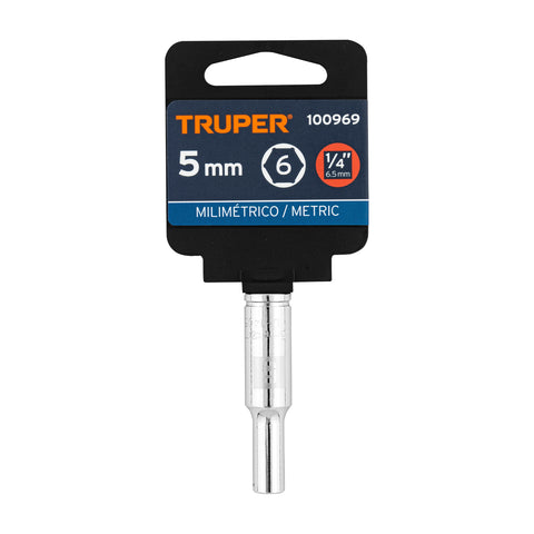 Dado largo de 5 mm, 6 puntas, cuadro 1/4', Truper | D-1405-LM | 100969