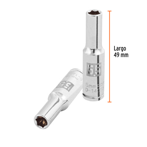 Dado largo de 5.5 mm, 6 puntas, cuadro 1/4', Truper | D-14055-LM | 100970
