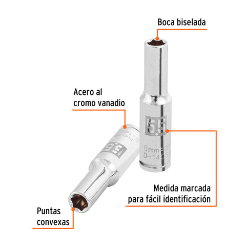 Dado largo de 5.5 mm, 6 puntas, cuadro 1/4', Truper | D-14055-LM | 100970