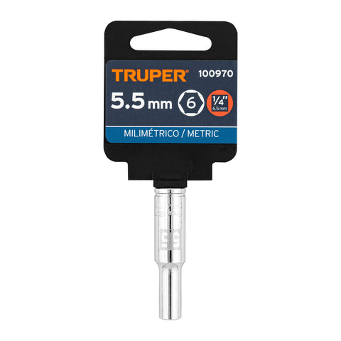 Dado largo de 5.5 mm, 6 puntas, cuadro 1/4', Truper | D-14055-LM | 100970