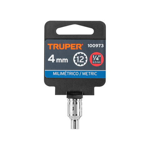 Dado de 4 mm, 12 puntas, cuadro 1/4', Truper | D-1404-BM | 100973