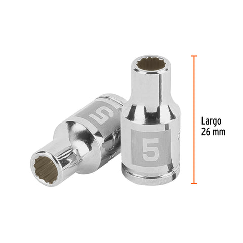Dado de 5 mm, 12 puntas, cuadro 1/4', Truper | D-1405-BM | 100974