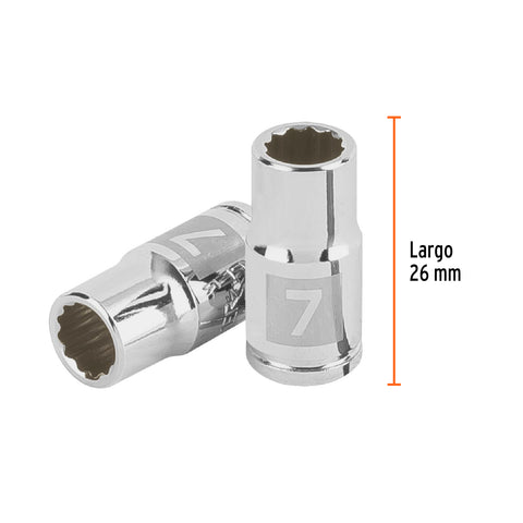 Dado de 7 mm, 12 puntas, cuadro 1/4', Truper | D-1407-BM | 100979
