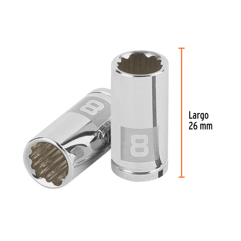 Dado de 8 mm, 12 puntas, cuadro 1/4', Truper | D-1408-BM | 100980