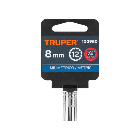 Dado de 8 mm, 12 puntas, cuadro 1/4', Truper | D-1408-BM | 100980