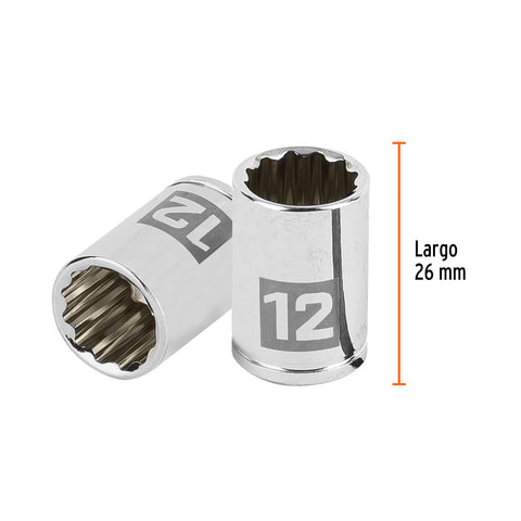 Dado de 12 mm, 12 puntas, cuadro 1/4', Truper | D-1412-BM | 100986