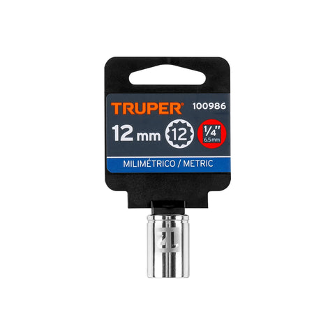 Dado de 12 mm, 12 puntas, cuadro 1/4', Truper | D-1412-BM | 100986