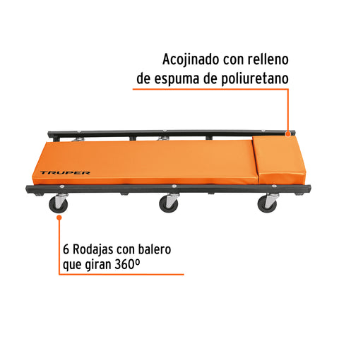 Cama de acero 36' para mecánico, Truper | CATA-36 | 10098
