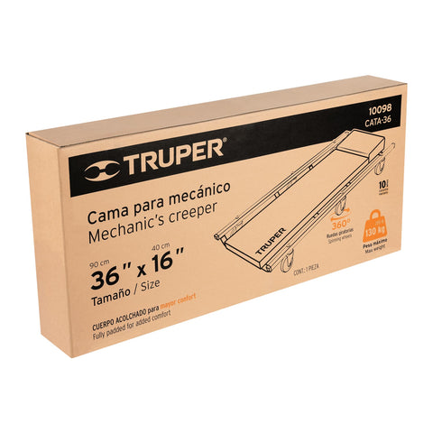 Cama de acero 36' para mecánico, Truper | CATA-36 | 10098