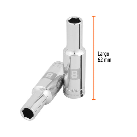 Dado largo de 8 mm, 6 puntas, cuadro 3/8', Truper | D-3808-HM-L | 100993