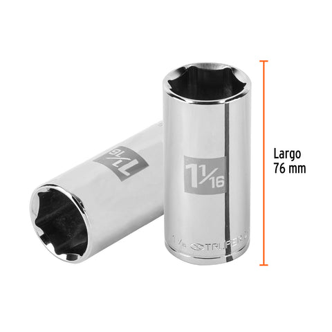 Dado largo de 1-1/16', 6 puntas, cuadro 1/2', Truper | D-1234-HL | 100997