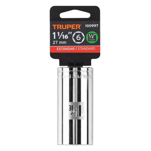 Dado largo de 1-1/16', 6 puntas, cuadro 1/2', Truper | D-1234-HL | 100997