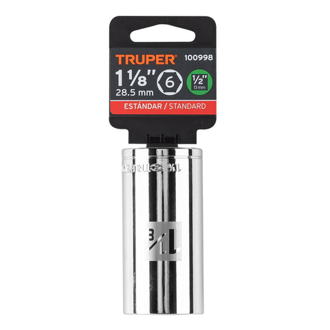 Dado largo de 1-1/8', 6 puntas, cuadro 1/2', Truper | D-1236-HL | 100998