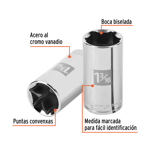 Dado largo de 1-3/16', 6 puntas, cuadro 1/2', Truper | D-1238-HL | 100999