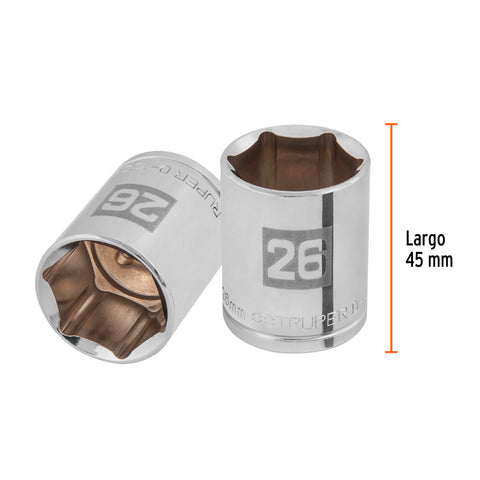 Dado de 26 mm, 6 puntas, cuadro 1/2', Truper | D-1226-M | 101006