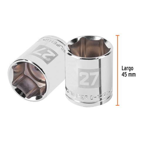 Dado de 27 mm, 6 puntas, cuadro 1/2', Truper | D-1227-M | 101007