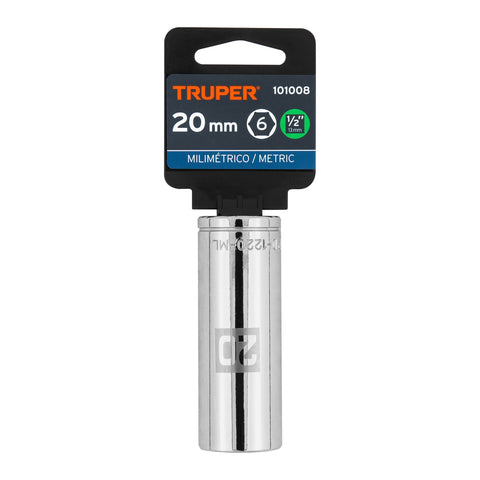 Dado largo de 20 mm, 6 puntas, cuadro 1/2', Truper | D-1220-ML | 101008