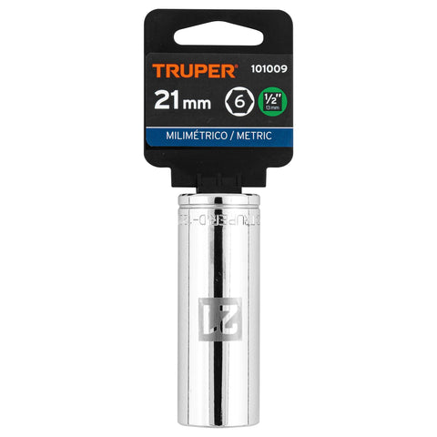 Dado largo de 21 mm, 6 puntas, cuadro 1/2', Truper | D-1221-ML | 101009