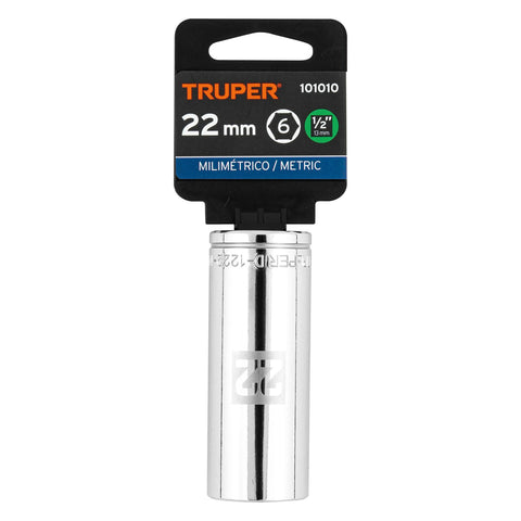 Dado largo de 22 mm, 6 puntas, cuadro 1/2', Truper | D-1222-ML | 101010