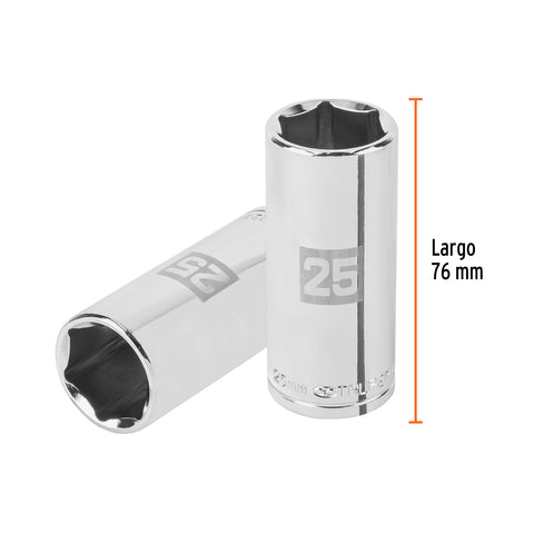 Dado largo de 25 mm, 6 puntas, cuadro 1/2', Truper | D-1225-ML | 101013